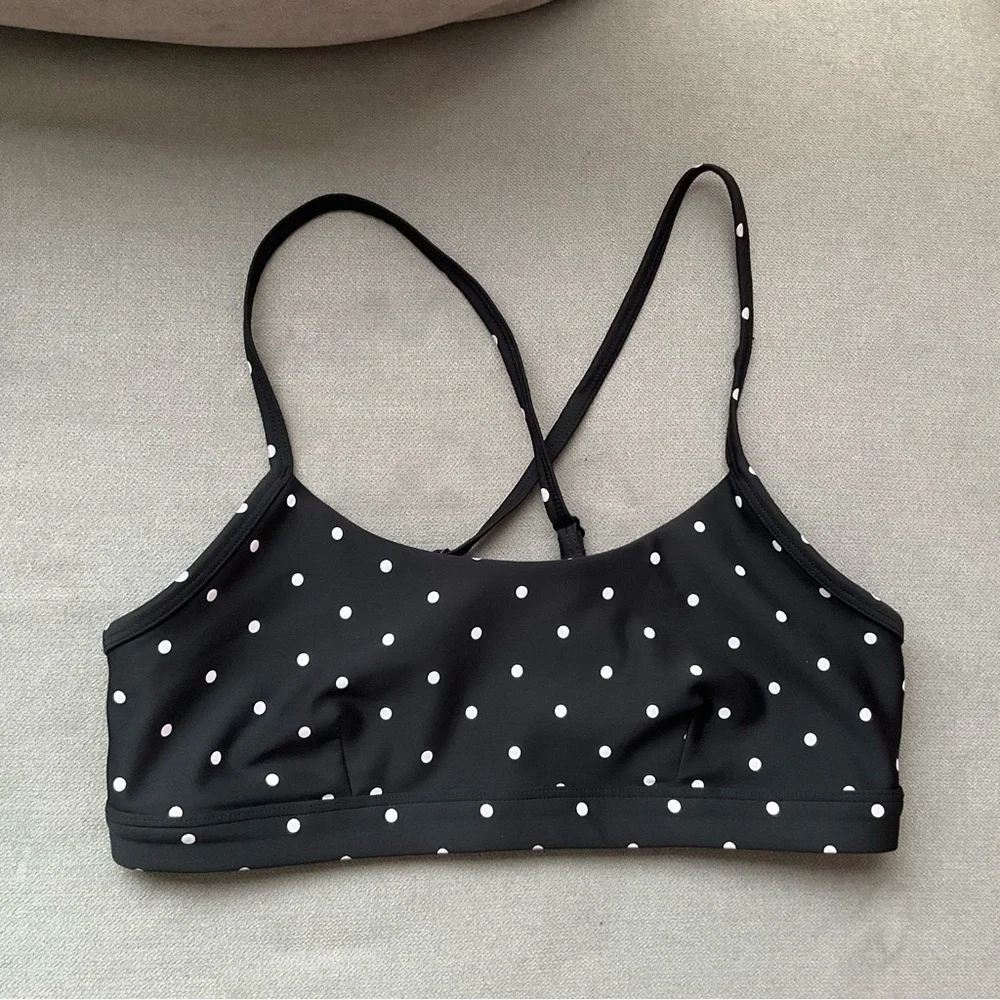 Alo Yoga Airlift Intrigue Polka Dot Bra Black/White M